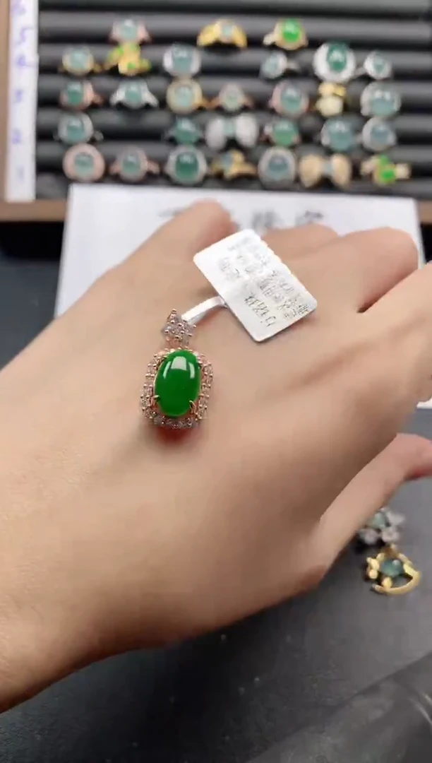 银S925镶嵌戒指翡翠51511