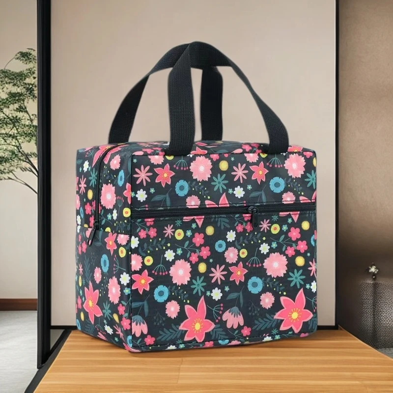 花色时尚便当包手提包 加厚铝箔饭盒袋（19.5*13*22cm）