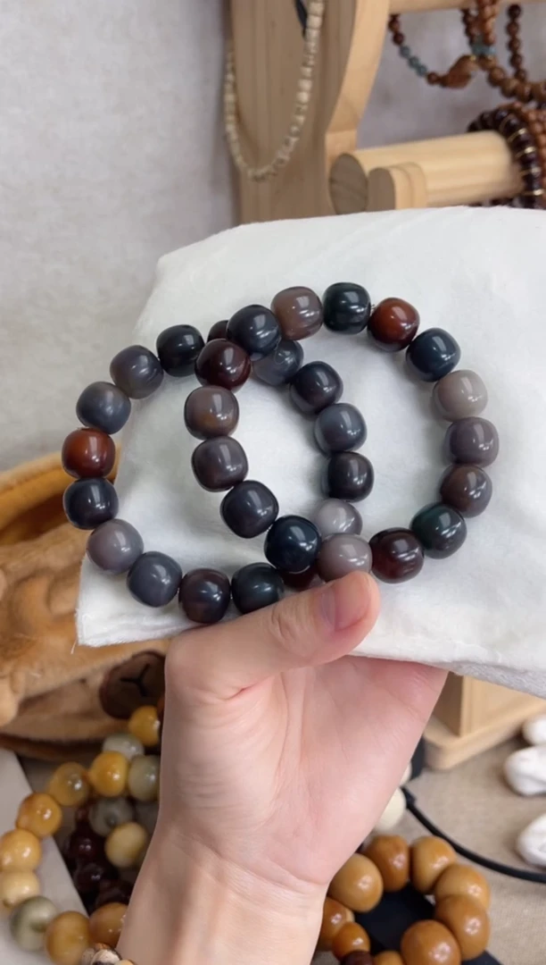 菩提根/象牙果手串桑葚紫美人·干磨桶珠13*14现穿