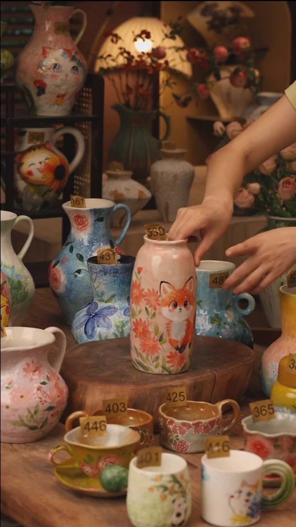 陶瓷景德镇设计师手作花器摆件侘寂风539