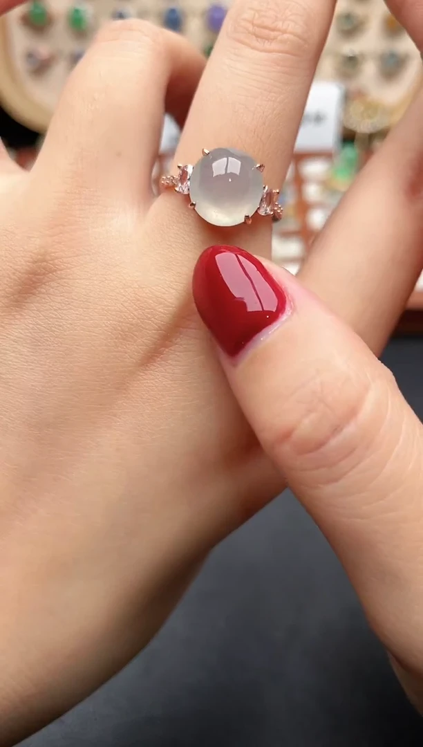 银S925镶嵌戒指翡翠一物一证一礼盒