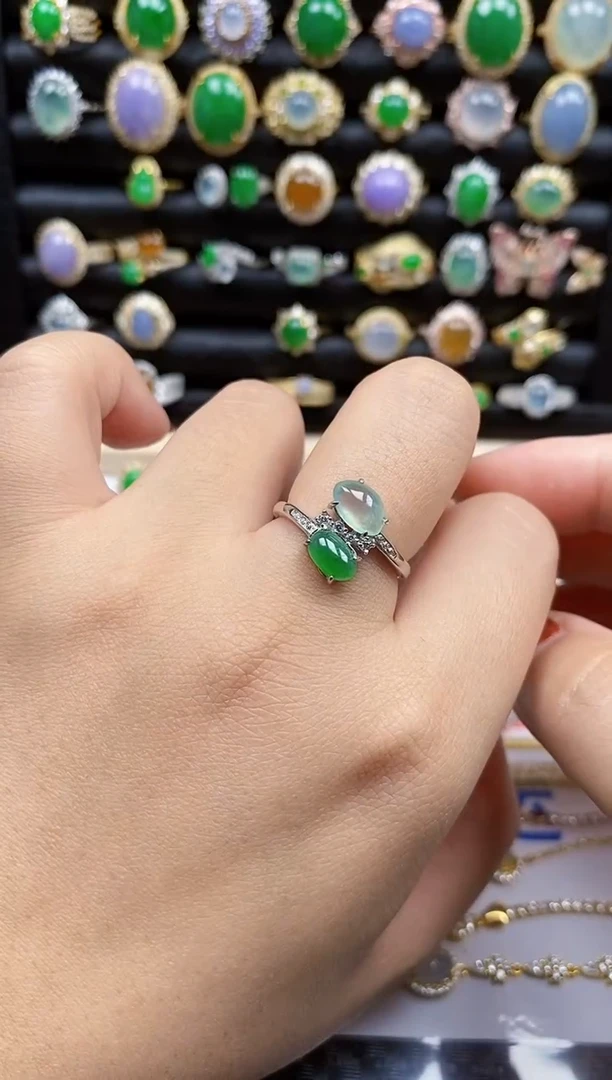 银S925镶嵌戒指翡翠5115