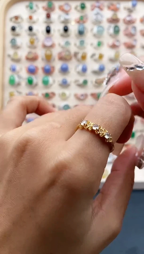 【闪购商品】翡翠戒指银S925镶嵌缅甸天然A货翡翠333   5-6