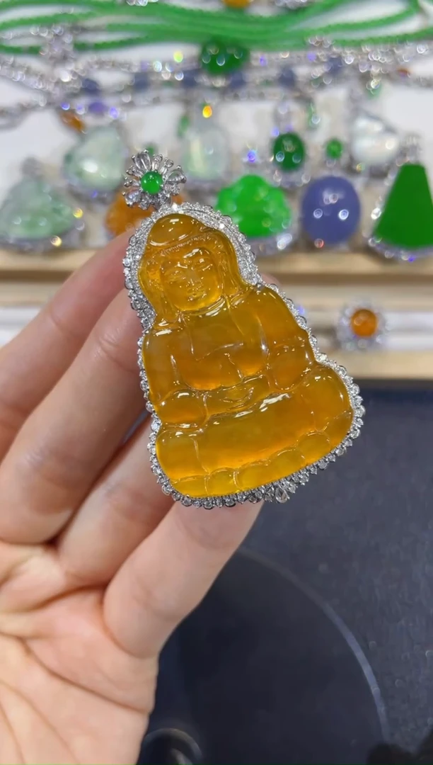 吊坠(不含链)18K金镶嵌翡翠团购1