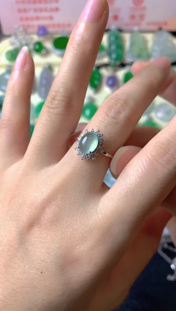 银S925镶嵌戒指翡翠黄****福戒指