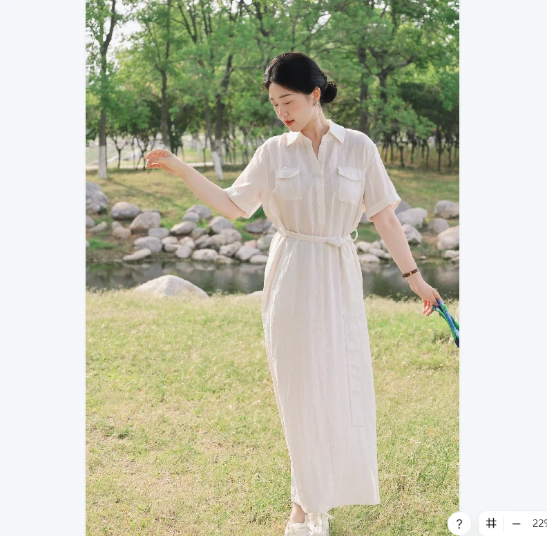 2025新款气质天丝亚麻一体连衣裙女