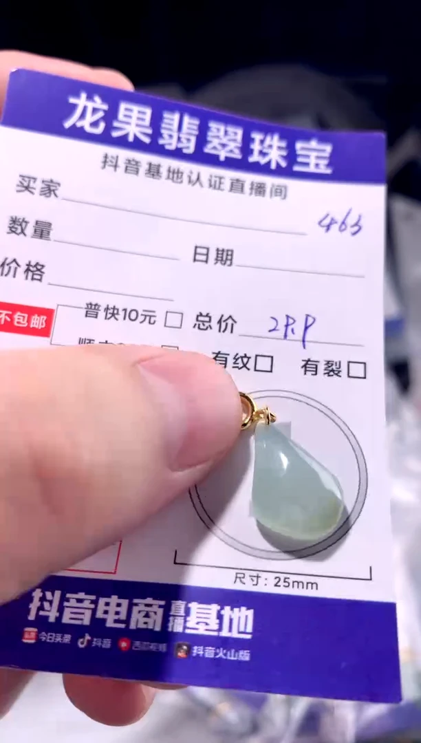 颈饰未镶嵌翡翠冰胶水滴随形463