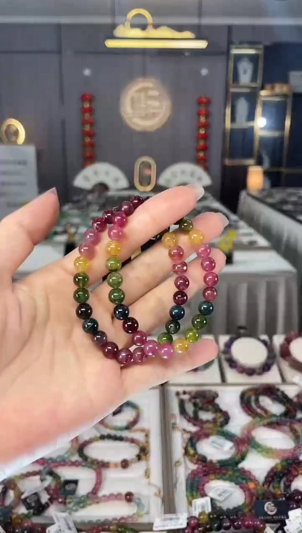 老矿碧玺单圈手串7mm+未镶嵌碧玺hon多样性发一条