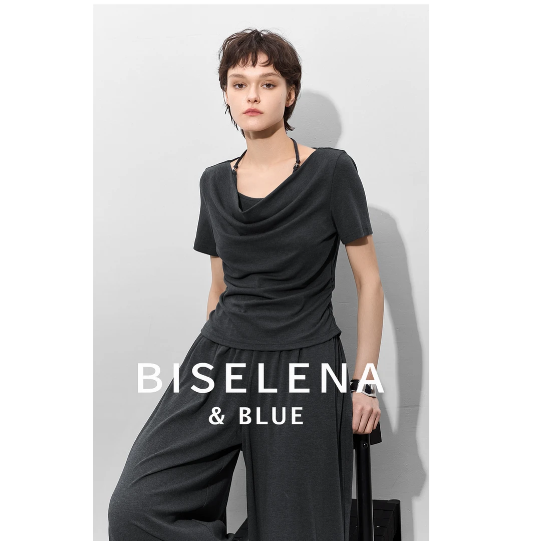 贝茜妮"静奢风"修身时尚套装女2025夏季新款针织T恤休闲裤两件套