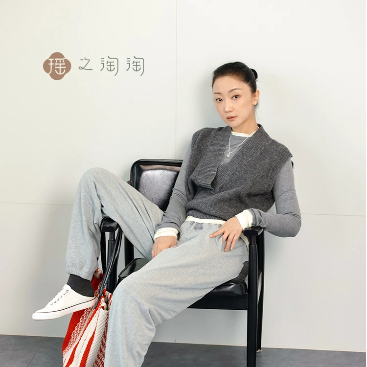 瑶之淘淘外穿卫裤棉裤浅灰半两运动棉裤新疆棉花可水洗机洗时尚裤