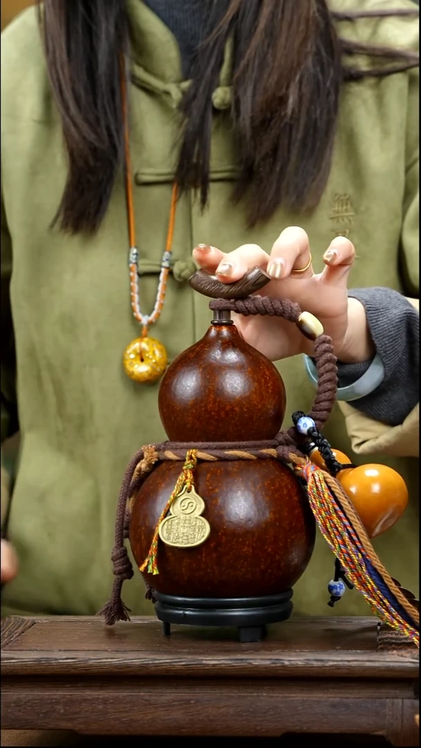 YR020精品藏绳款天然酒葫芦（一物一拍）+原色小葫芦