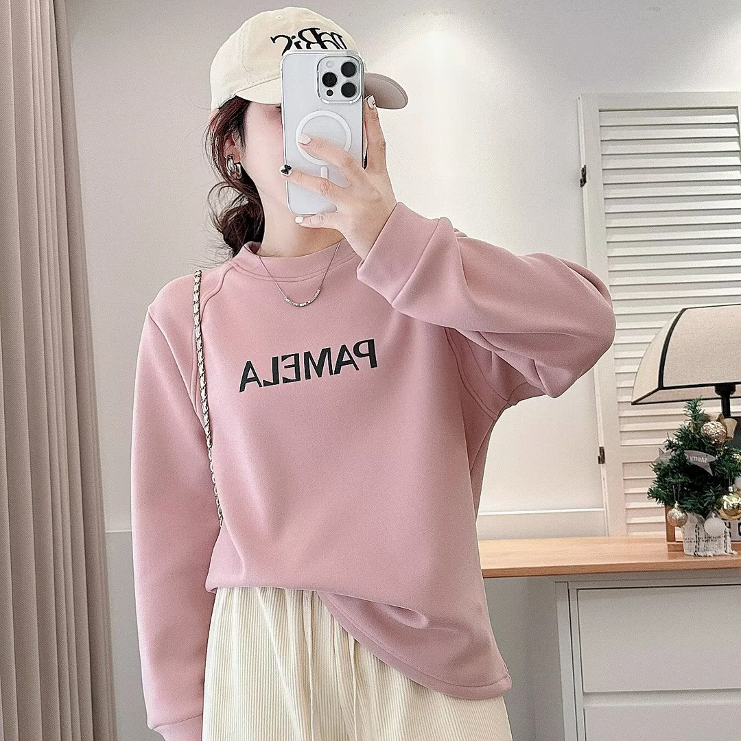 【萨萨Be Firm】微胖大码女装韩版休闲秋冬保暖百搭长袖加绒卫衣