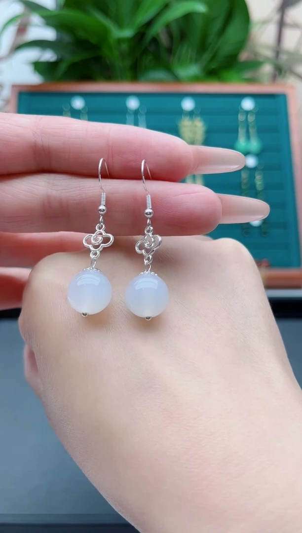 【闪购商品】玛瑙/玉髓耳饰银S925镶嵌630