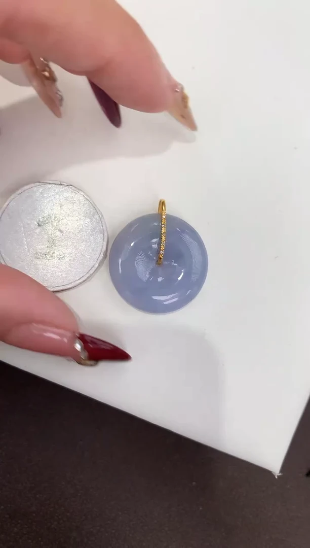 颈饰18K金镶嵌翡翠天然缅甸a货翡翠