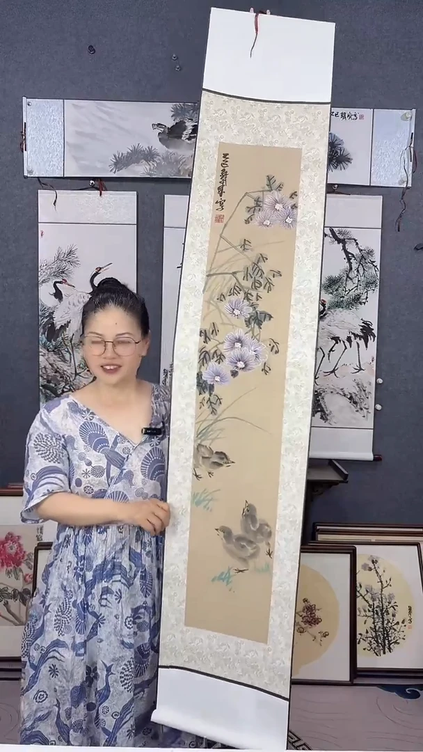 国画175*32吴铁成手绘卷轴