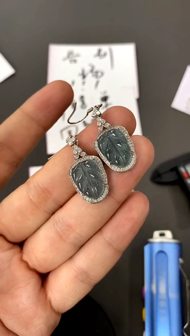 【闪购商品】翡翠耳饰银S925镶嵌买断价