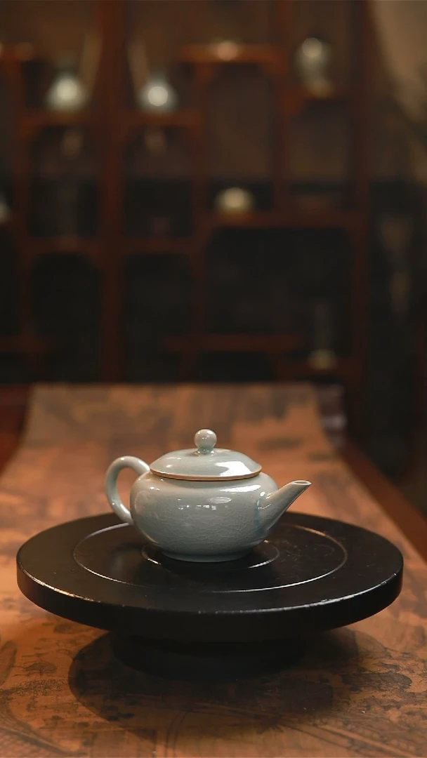 原矿青绿釉小水平壶