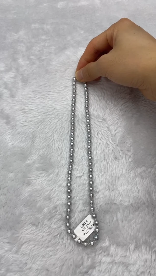 项链银S925镶嵌海水珍珠AK真多麻6-6.5mm