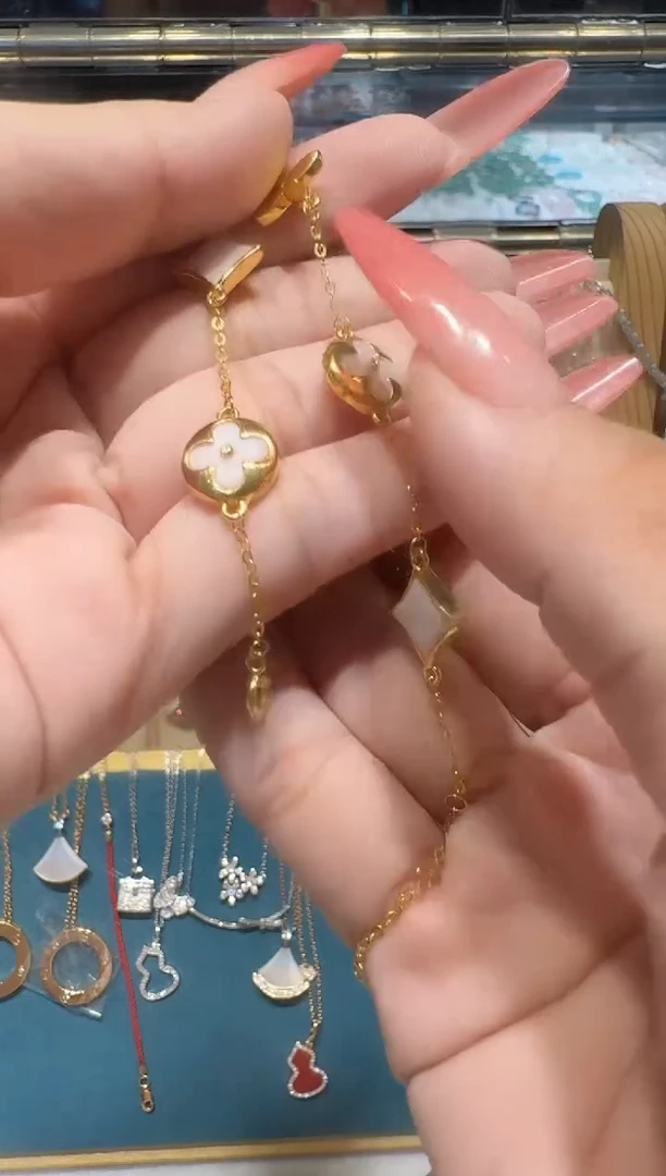手链贝壳（贝母）18K金镶嵌老花