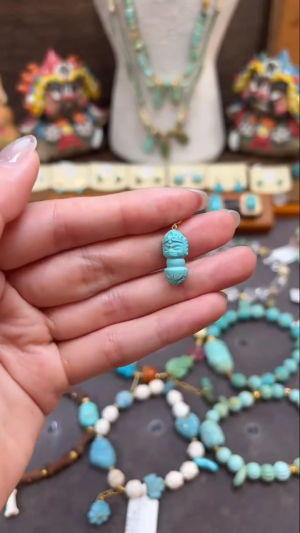 绿松石18K金镶嵌提溜绿松石提溜