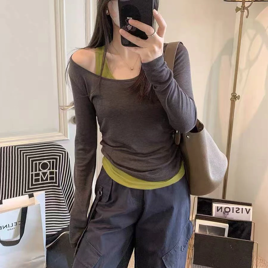 【褚培培自制】秋季原版两件套设计感气质显瘦百搭女士t恤女