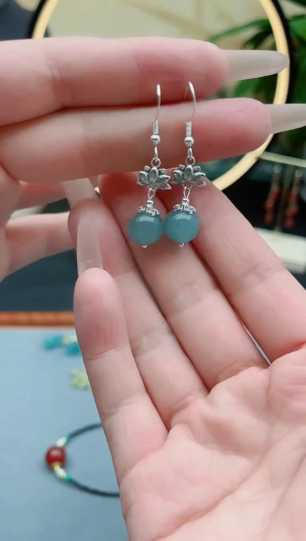 玛瑙/玉髓耳饰银S925镶嵌01