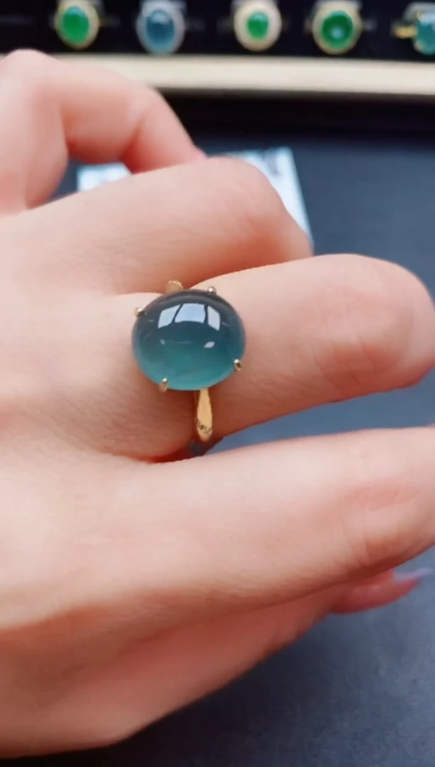 翡翠戒指银S925镶嵌21321