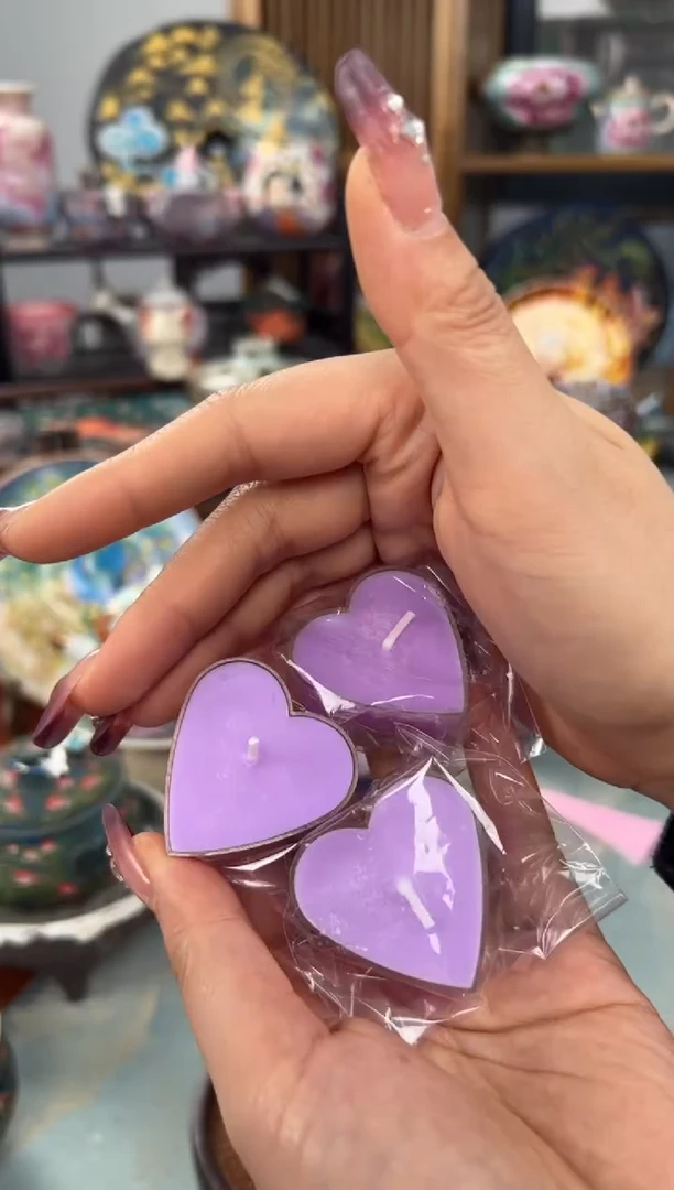 【闪购商品】浅紫爱心4小时椰子蜡烛3个