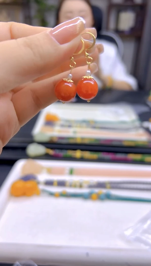 翡翠14K金镶嵌耳饰DIY款E827