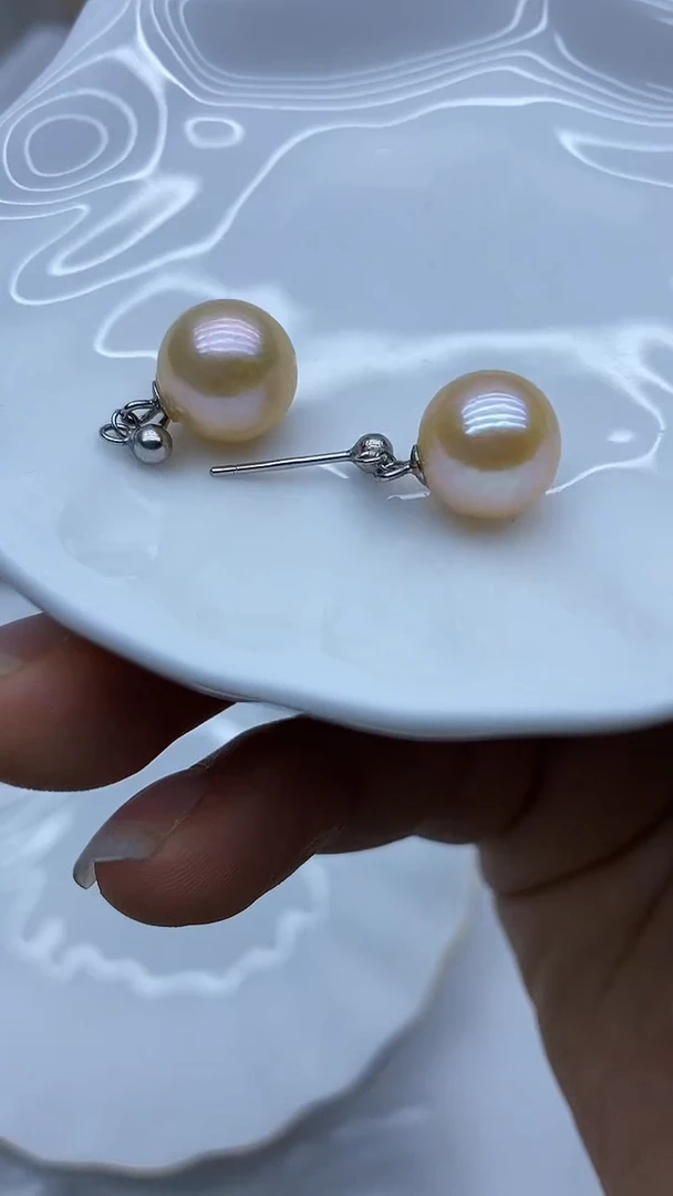 银S925镶嵌耳饰淡水珍珠耳环