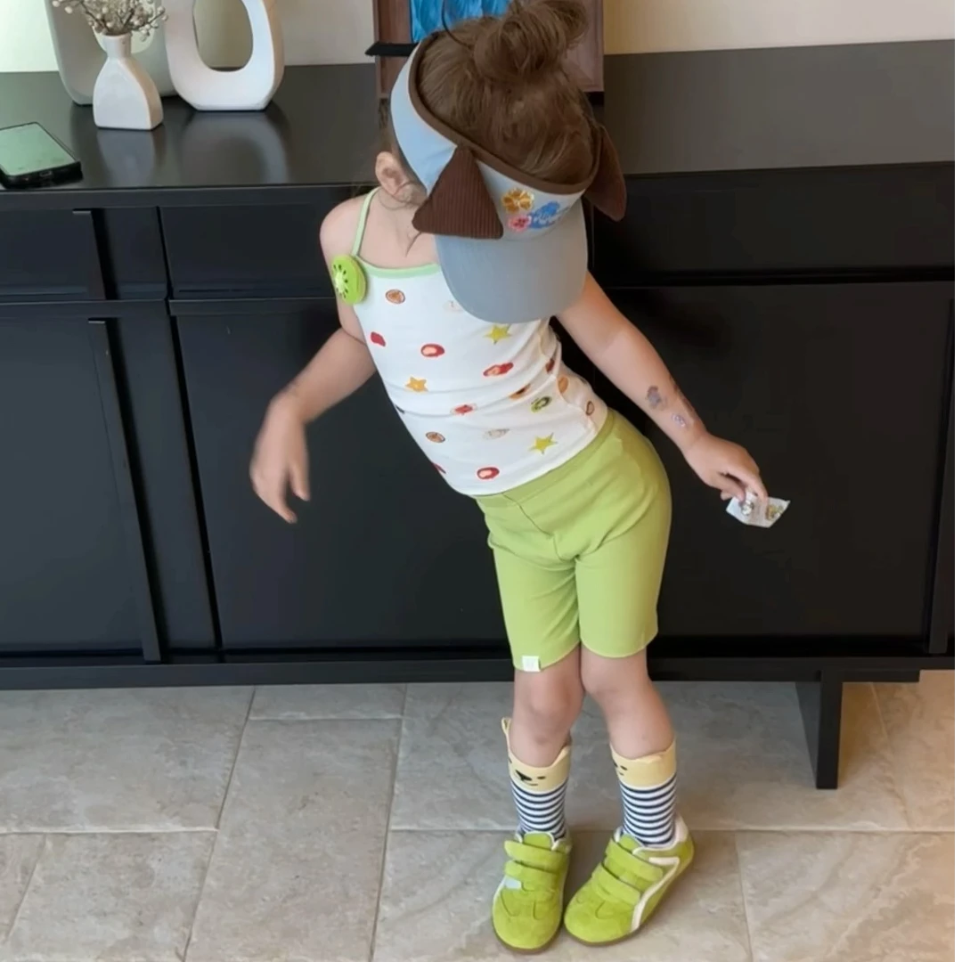 壹妈韩范童装女童夏装套装2025新款儿童可爱吊带上衣打底裤女宝