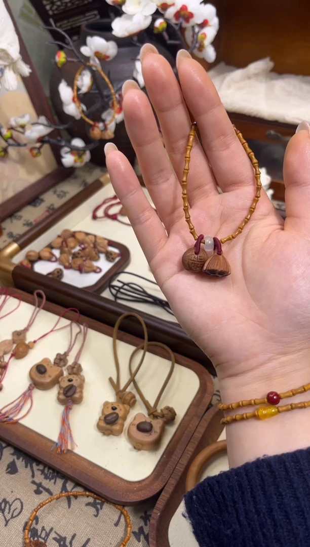 手串桃核【桃缘行】竹节「福气莲莲」桃核辟、挡、驱、护 备注手围