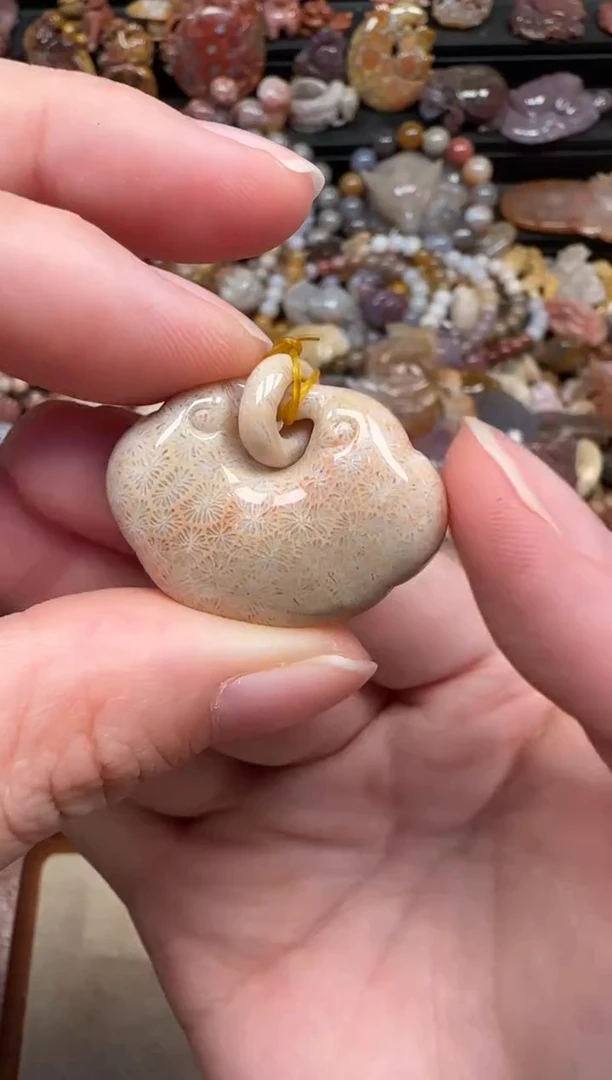 颈饰未镶嵌硅化珊瑚（珊瑚玉）041