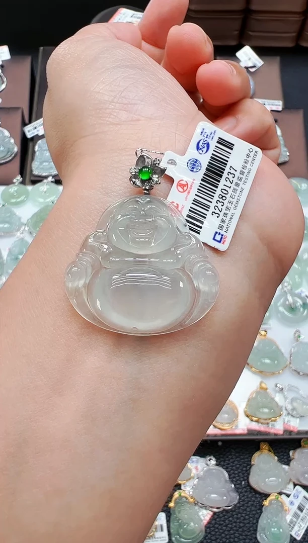 翡翠18K金镶嵌吊坠(不含链)佛公吊坠1237