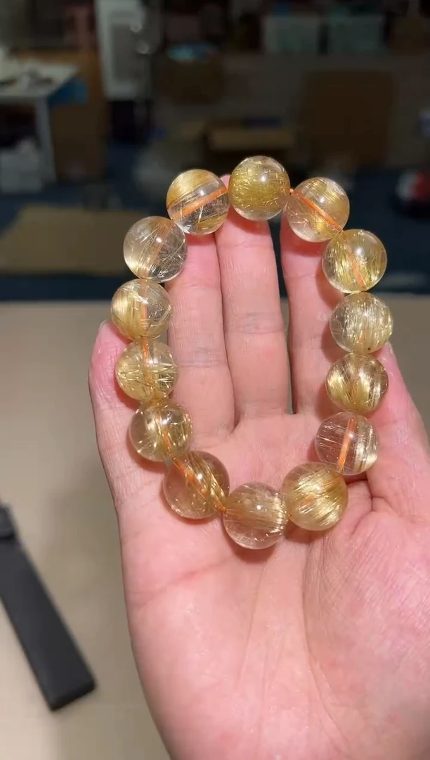 水晶手串未镶嵌SSS级顺发钛晶手串16m 多样性发其一