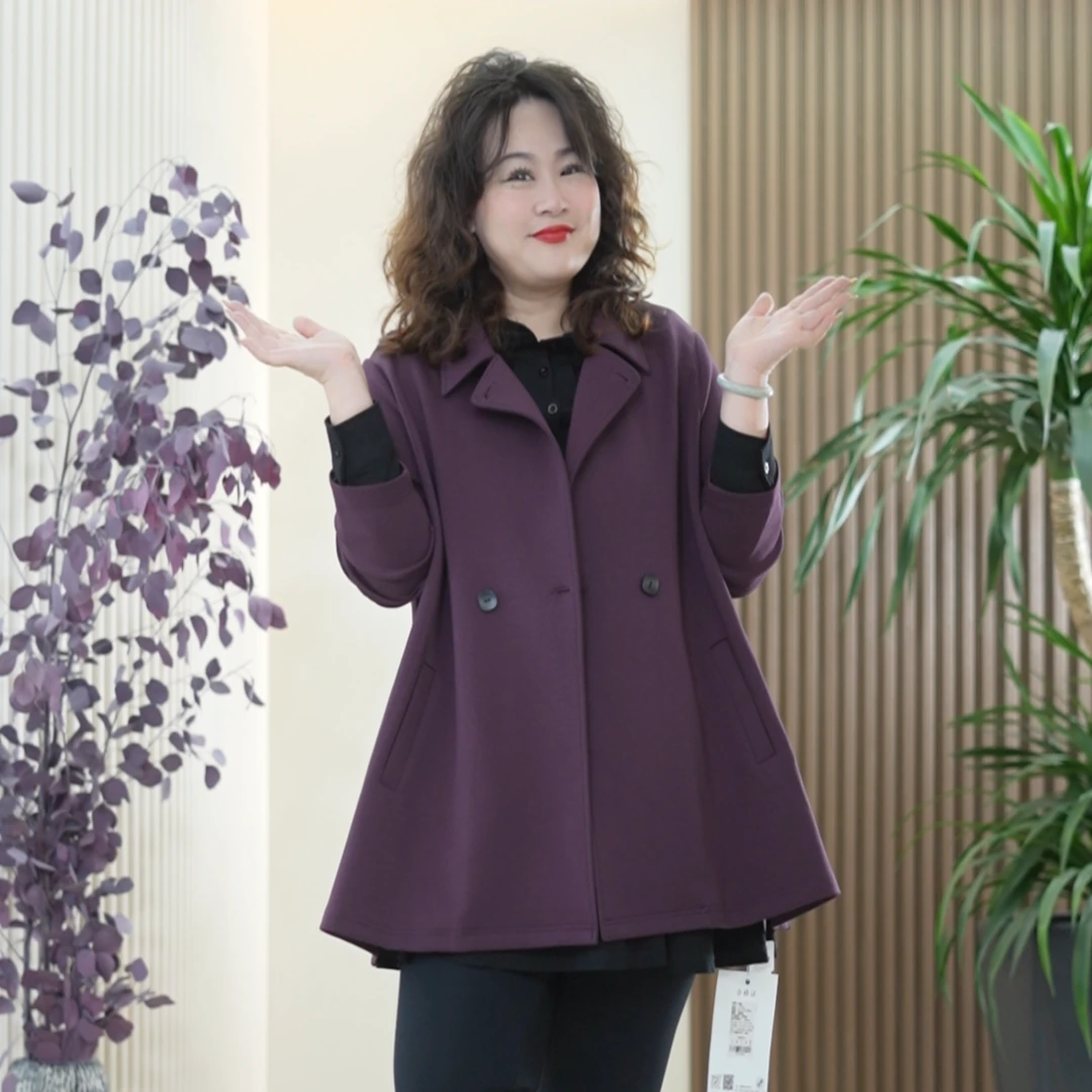 斗篷版柏拉图外套女大码Q弹进口棉秋季正肩显瘦气质莫代尔风衣潮