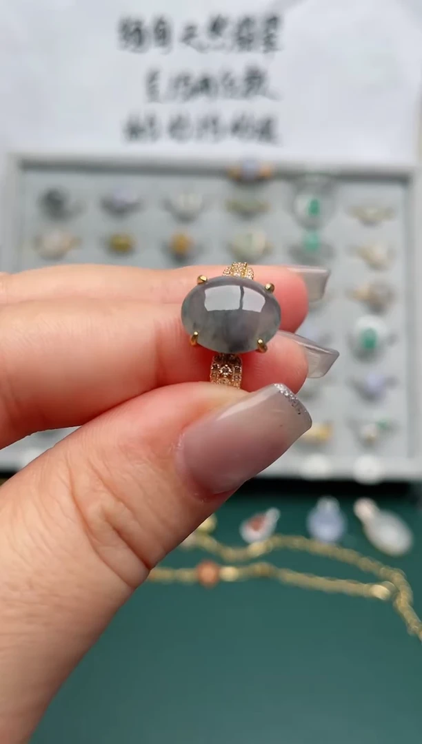 翡翠戒指银S925镶嵌.