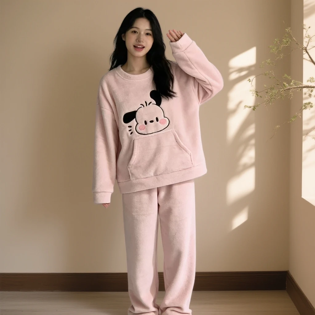 冬季牛奶绒可居家可外出穿睡衣家居服