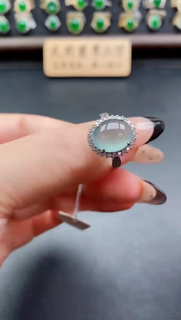 银S925镶嵌戒指翡翠1