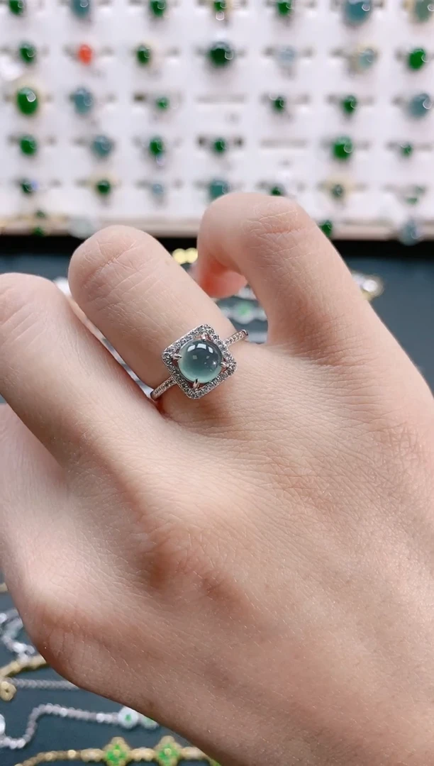 【闪购商品】翡翠戒指银S925镶嵌天然翡翠