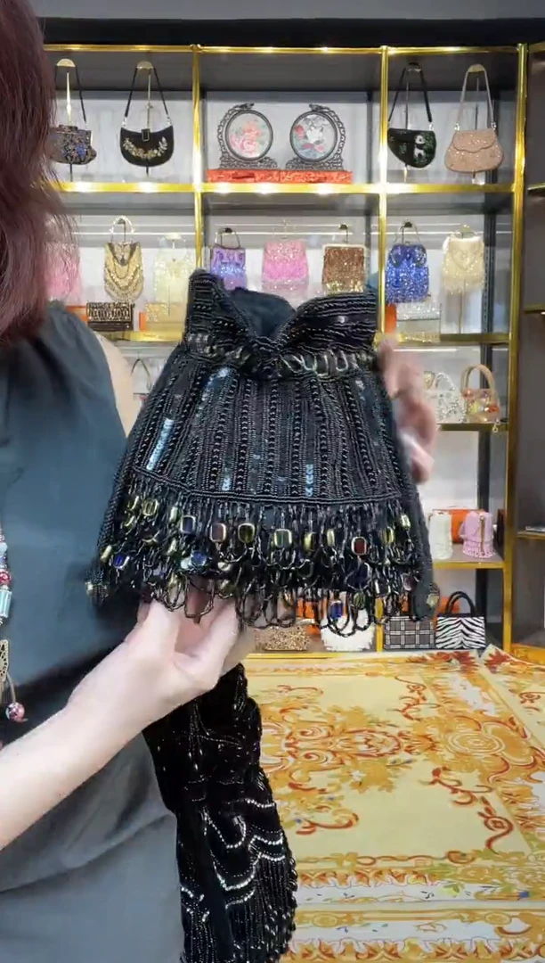 织物织物珠韵恒泽重工串珠手提包