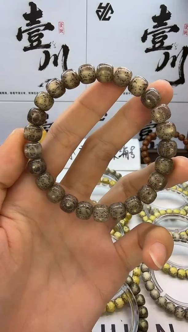 手串星月菩提9/8 黑冰糖玉化 同枝果 188