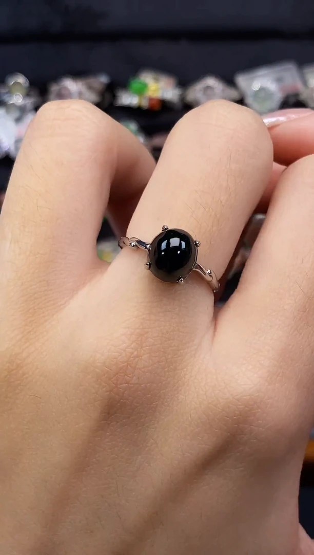 银S925镶嵌戒指翡翠天然A货翡翠13