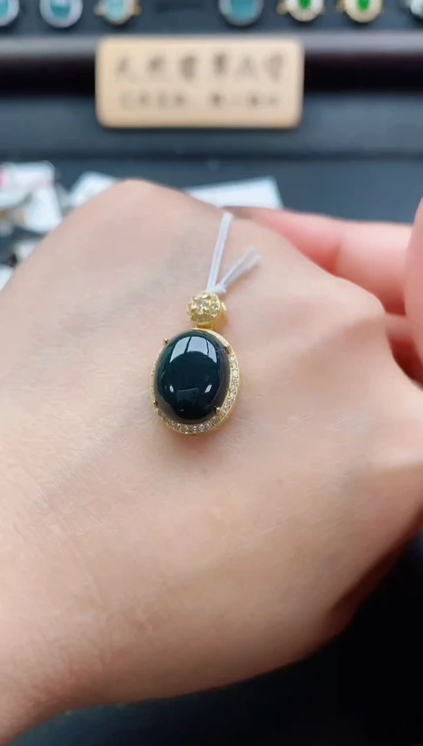 吊坠(赠链)银S925镶嵌翡翠1