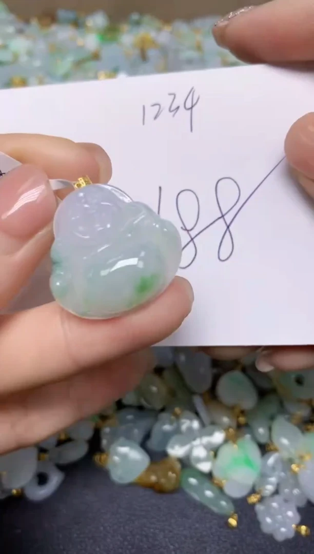 【闪购商品】翡翠挂件18K金镶嵌 天然翡翠A货