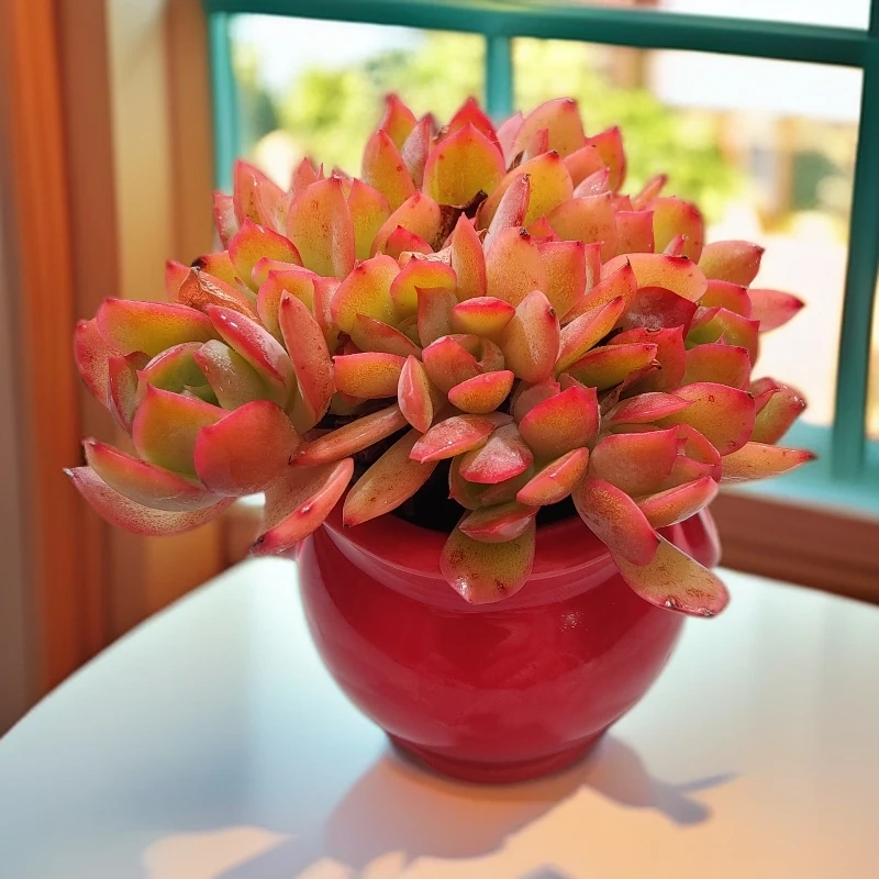 【①号】绮罗花SP-无土多肉单品（1颗/冠幅4-5cm/送红色双环陶瓷福盆）