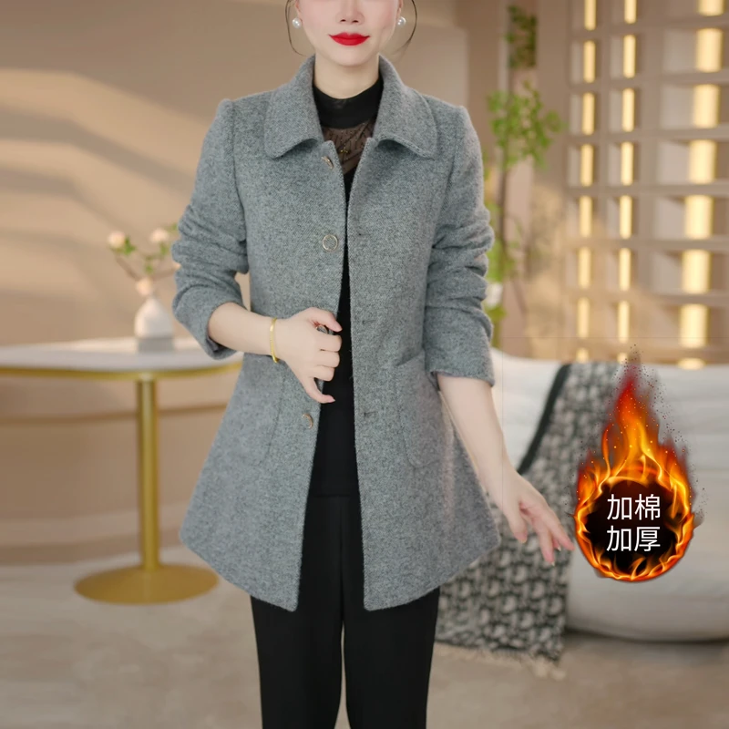 【唯喜雅定制】毛呢大衣女中长款2025年冬洋气时尚中年妈妈加厚外套