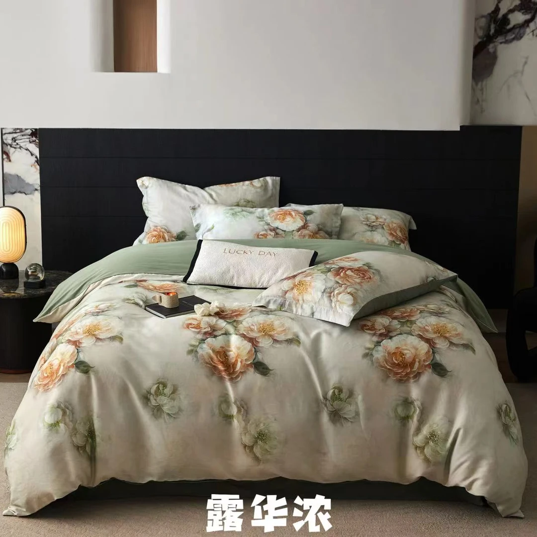 月亮家-高端新品-品牌天丝棉磨绒亲肤四件套-露华浓
