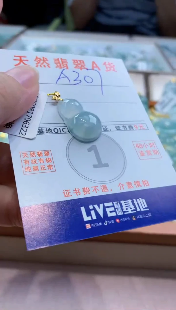 颈饰18K金镶嵌翡翠天然缅甸a货翡翠