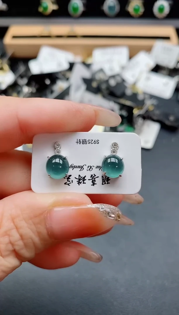 银S925镶嵌戒指翡翠1